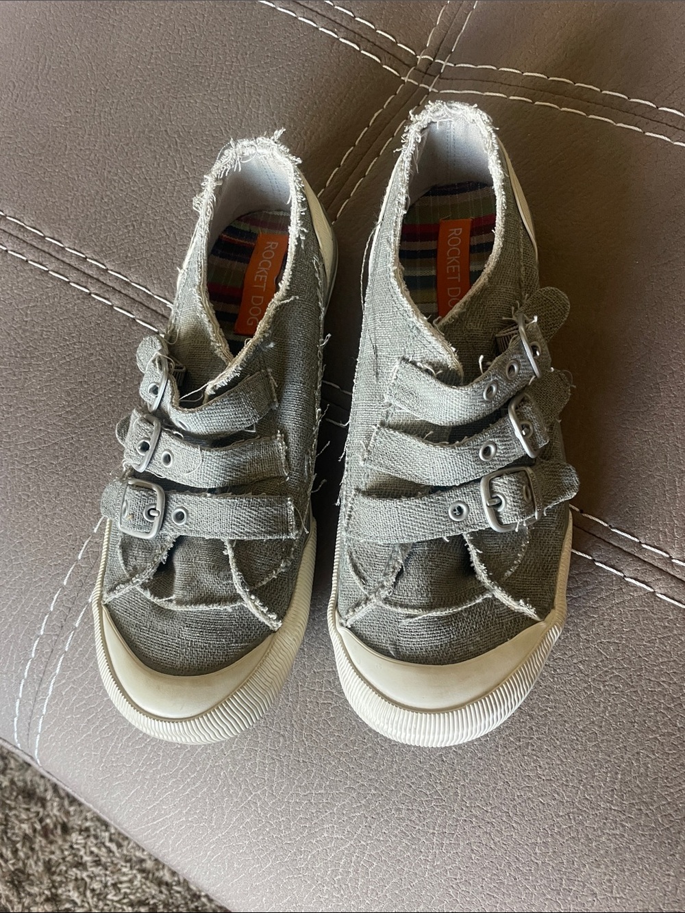 Rocket Dog Kids Olive Green Canvas Strap Sneakers